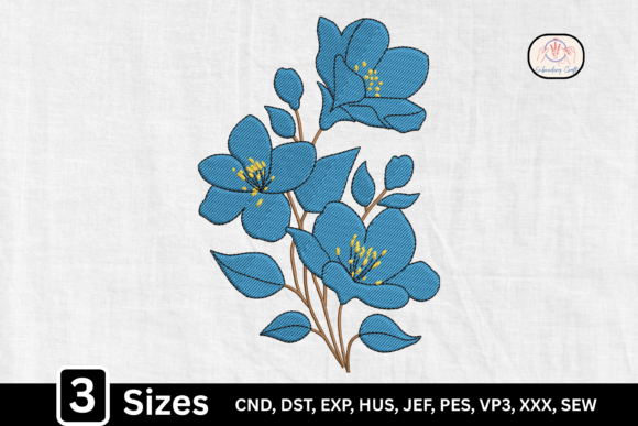 Blue Floral Bouquet: A Premium Embroidery Design