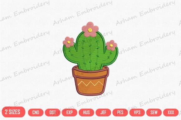 Charming Blooming Cactus Desert Embroidery