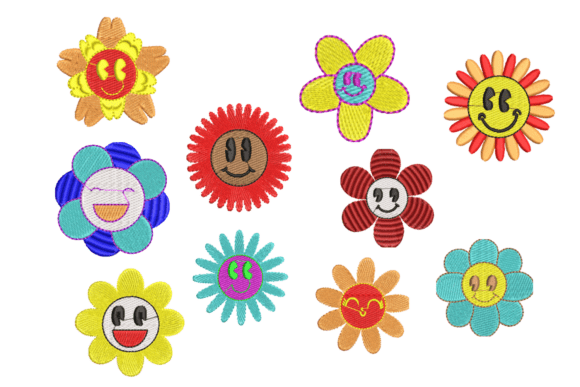 Charming Smiling Flower Embroidery Bundle