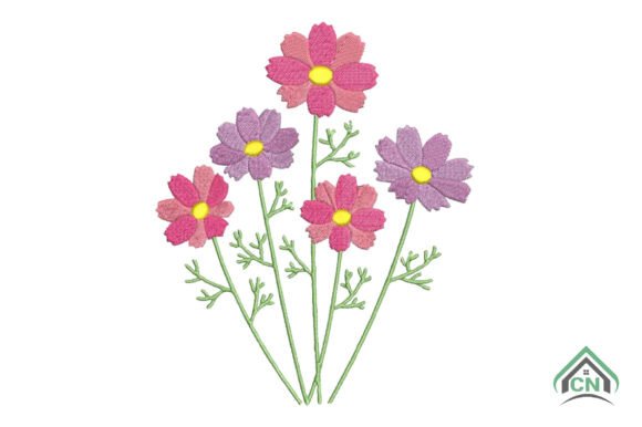 Cute Cosmos Flower Embroidery: A Seasonal Delight