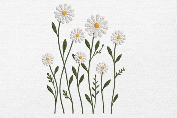 Elegant Daisy Flower Embroidery Design for Holidays