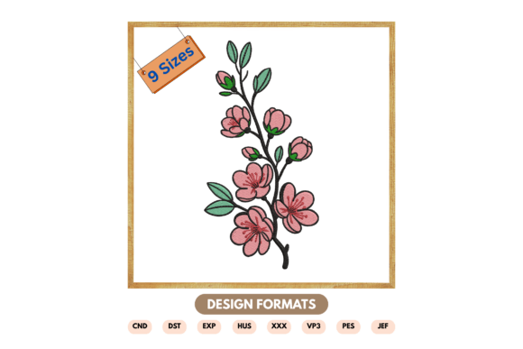 Floral Branch for Elegant Seasonal Embroidery