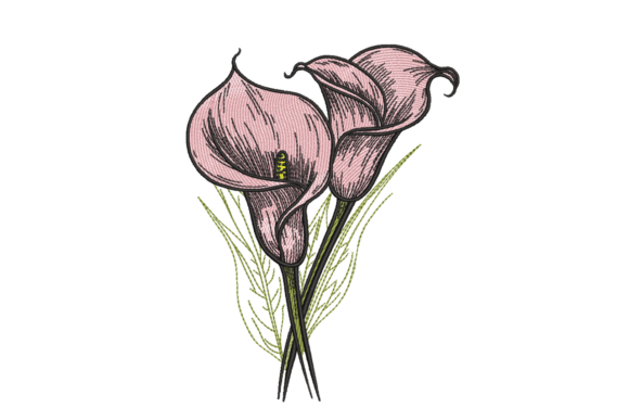 Pink Calla Lily Duo: A Versatile Holiday Embroidery