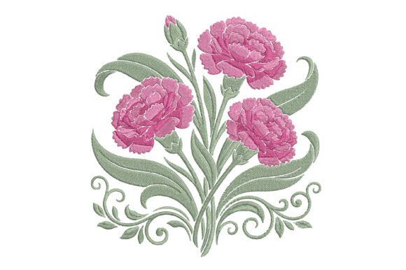 Pink Carnation Embroidery Design: A Touch of Elegance