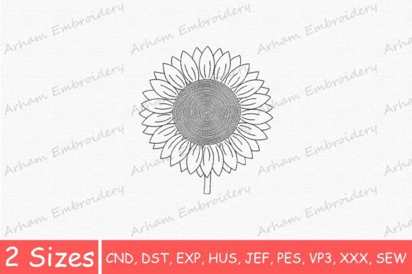 Simple Sunflower Line Art: A Clean and Modern Embroidery Design
