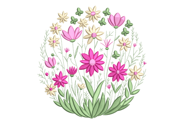 Wildflower Meadow Circle: A Charming Embroidery Design